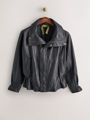 CERENE Wren Black Real Leather Funnel Neck Jacket - Image 7 of 13