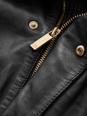 CERENE Wren Black Real Leather Funnel Neck Jacket - Image 9 of 13