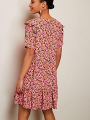 Pink Ruffle Detail Mini Smock Dress - Image 3 of 5