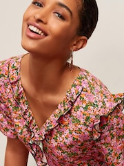 Pink Ruffle Detail Mini Smock Dress - Image 4 of 5