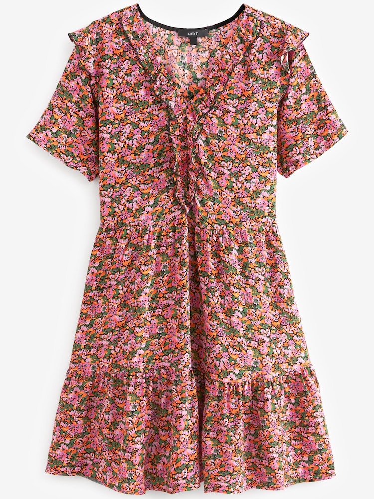 Pink Ruffle Detail Mini Smock Dress - Image 5 of 5