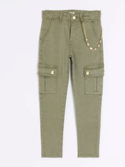 River Island Green Girls Skinny Cargo Jeans - Image 1 of 3