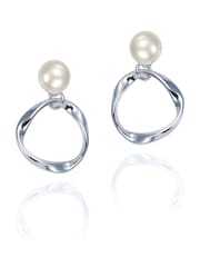 Ivory & Co Rhodium Turin Designer Pearl Earrings - Image 1 of 5