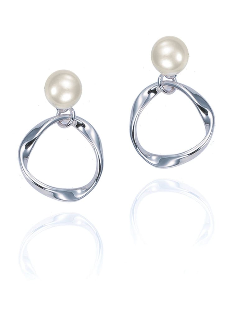 Ivory & Co Rhodium Turin Designer Pearl Earrings - Image 1 of 5