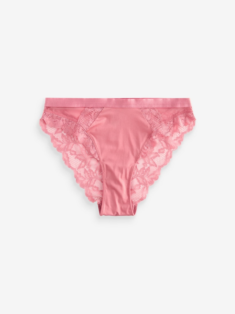 Green Floral Print/Rose Pink Lace Trim High Leg Knickers 2 Pack - Image 13 of 13 Green Floral Print/Rose Pink Lace Trim High Leg Knickers 2 Pack - Image 13 of 13