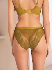 Green Floral Print/Rose Pink Lace Trim High Leg Knickers 2 Pack - Image 6 of 13