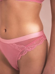 Green Floral Print/Rose Pink Lace Trim High Leg Knickers 2 Pack - Image 9 of 13
