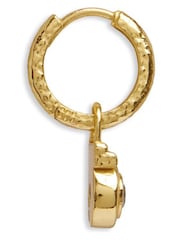 Ottoman Hands Gold Tone White Topaz Drop Huggie Earrings - Image 4 of 6