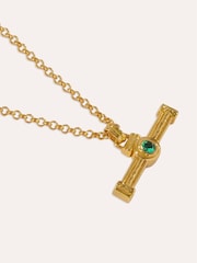 Ottoman Hands Emerald Green CZ Tennis T-Bar Necklace - 5суретінің 3 суреті