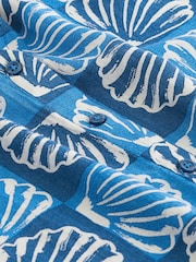 Blue Linen Blend Button Down Relaxed Sleeve Printed Top - Image 7 of 7