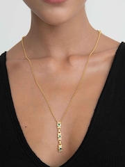 Ottoman Hands Gold Tone Emerald Green Tennis Lariat Necklace - Image 2 of 7