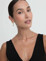 Ottoman Hands Gold Tone Emerald Green Tennis Lariat Necklace - Image 3 of 7