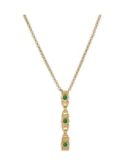 Ottoman Hands Gold Tone Emerald Green Tennis Lariat Necklace - Image 4 of 7