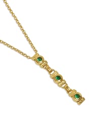 Ottoman Hands Gold Tone Emerald Green Tennis Lariat Necklace - Image 5 of 7