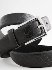 Black Faux Leather Weave Belt - Image 3 of 4