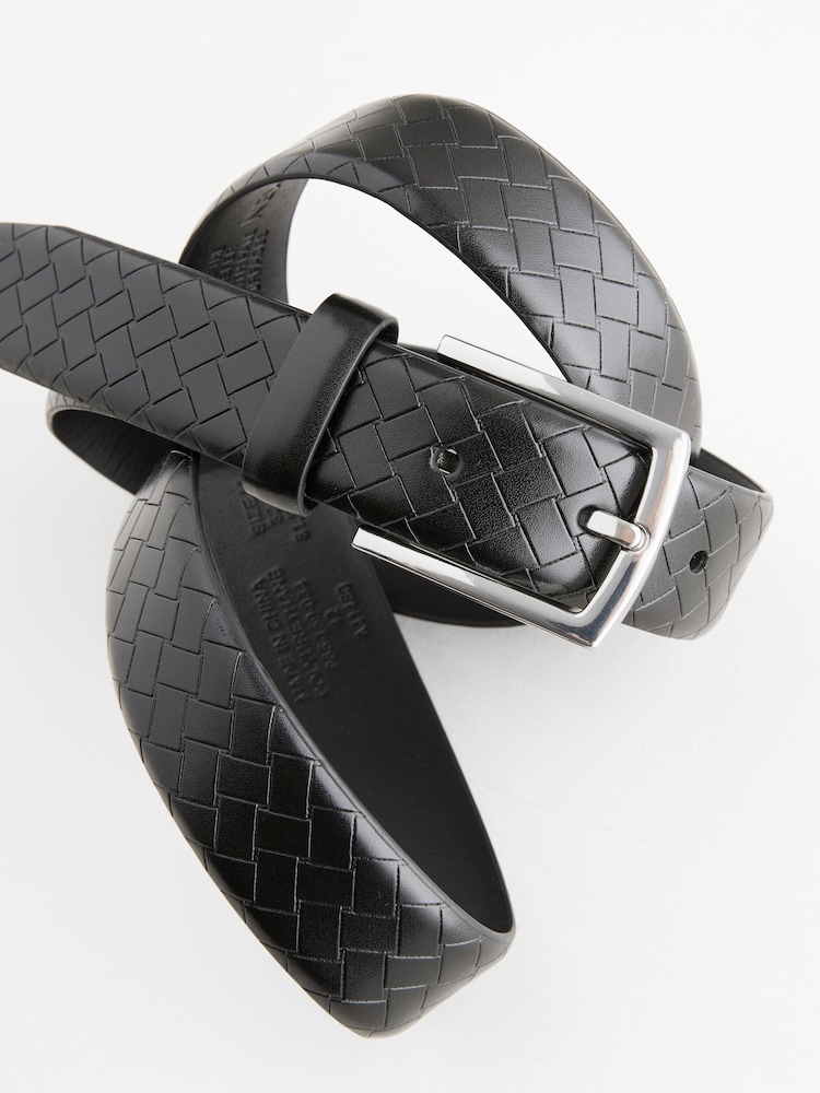 Black Faux Leather Weave Belt - Image 4 of 4 Black Faux Leather Weave Belt - Image 4 of 4
