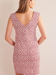 Boden Red Sleeveless Jersey Shift Dress - Image 2 of 5