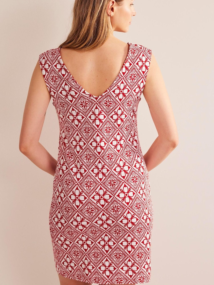 Boden Red Sleeveless Jersey Shift Dress - Image 2 of 5
