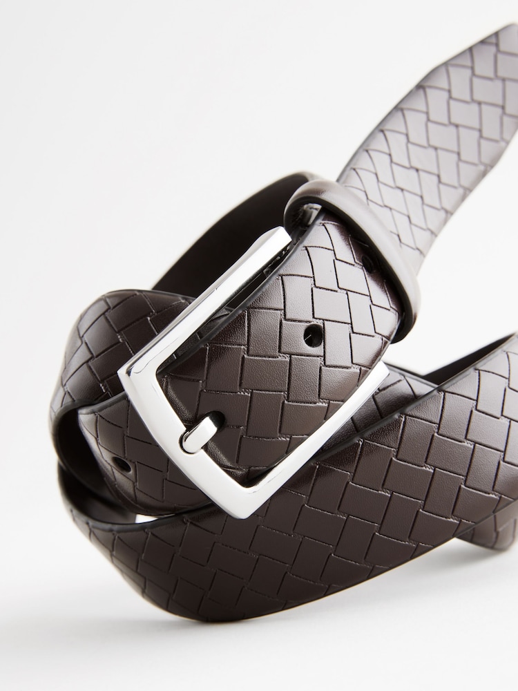 Brown Faux Leather Weave Belt - Image 4 of 4 Brown Faux Leather Weave Belt - Image 4 of 4