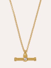 Ottoman Hands White Topaz Tennis T-Bar Necklace - 7суретінің 4 суреті