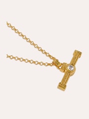 Ottoman Hands White Topaz Tennis T-Bar Necklace - 7суретінің 5 суреті