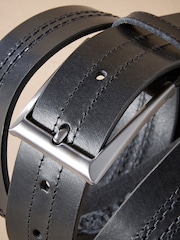 Black Signature Central Stitch Leather Belt - Image 3 of 4