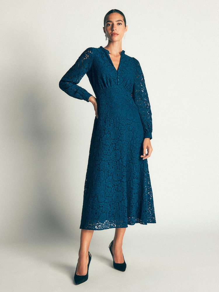 Boden Blue Cassie Lace Tea Dress - Image 2 of 5 Boden Blue Cassie Lace Tea Dress - Image 2 of 5