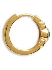 Ottoman Hands Gold Tone Emerald Green CZ Huggie Earrings - Image 3 of 4