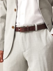 Brown Grainy Textured Leather Belt - Image 1 of 4