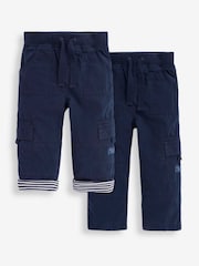 JoJo Maman Bébé Navy Jersey Lined Utility Trousers - Image 1 of 2