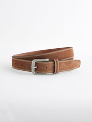 Tan Brown Stitch Detail Suede Belt - Image 1 of 2