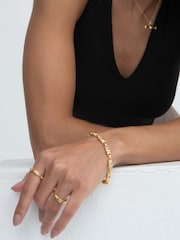 Ottoman Hands Gold Tone Tennis Link Stacking Ring - Image 1 of 5