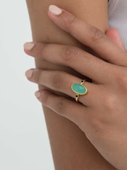 Ottoman Hands Gold Tone Lucia Aqua Chalcedony Cocktail Ring - Image 1 of 5