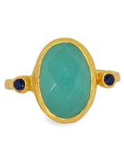 Ottoman Hands Gold Tone Lucia Aqua Chalcedony Cocktail Ring - Image 3 of 5