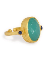 Ottoman Hands Gold Tone Lucia Aqua Chalcedony Cocktail Ring - Image 4 of 5