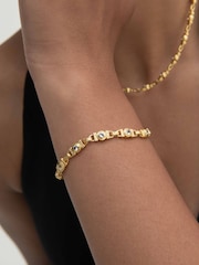 Ottoman Hands Gold Tone White Topaz Tennis Bracelet - Image 1 of 6