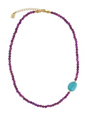 Ottoman Hands Gold Tone Felice Purple Jade and Turquoise Beaded Necklace - Image 3 of 5