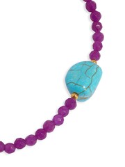 Ottoman Hands Gold Tone Felice Purple Jade and Turquoise Beaded Necklace - Image 4 of 5