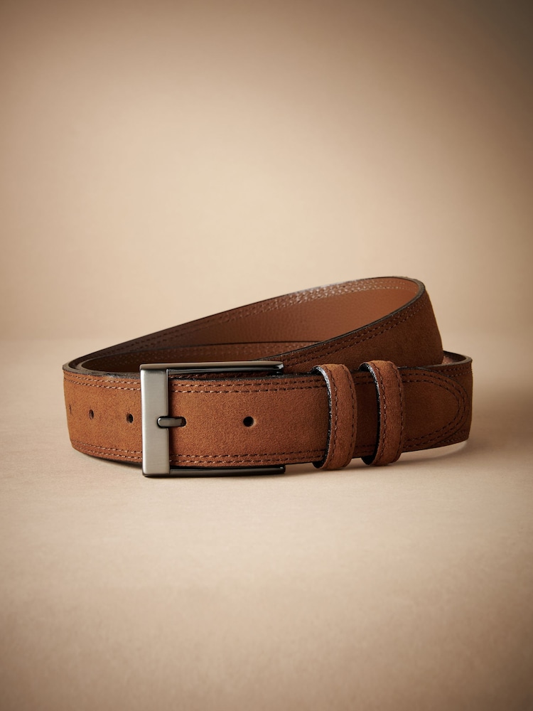 Tan Brown Signature Double Keeper Suede Belt - Image 1 of 2