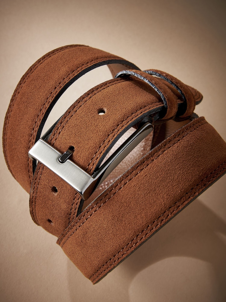 Tan Brown Signature Double Keeper Suede Belt - Image 2 of 2