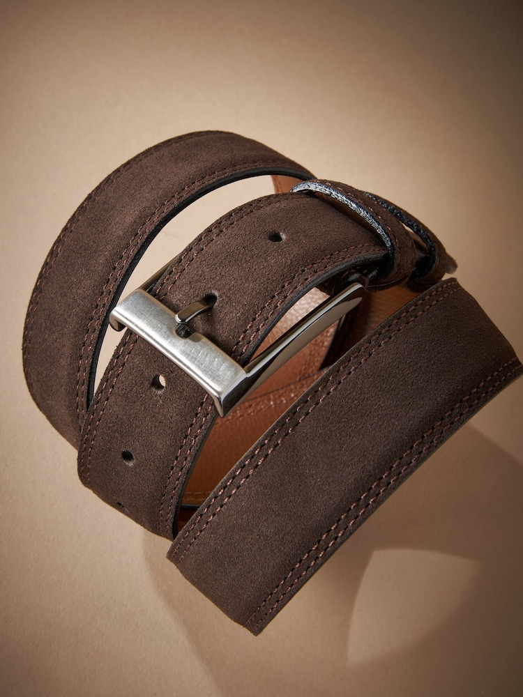 Brown Signature Double Keeper Suede Belt - Image 3 of 3 Brown Signature Double Keeper Suede Belt - Image 3 of 3