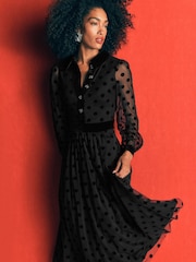 Boden Black Contrast Detail Tulle Dress - Image 5 of 6