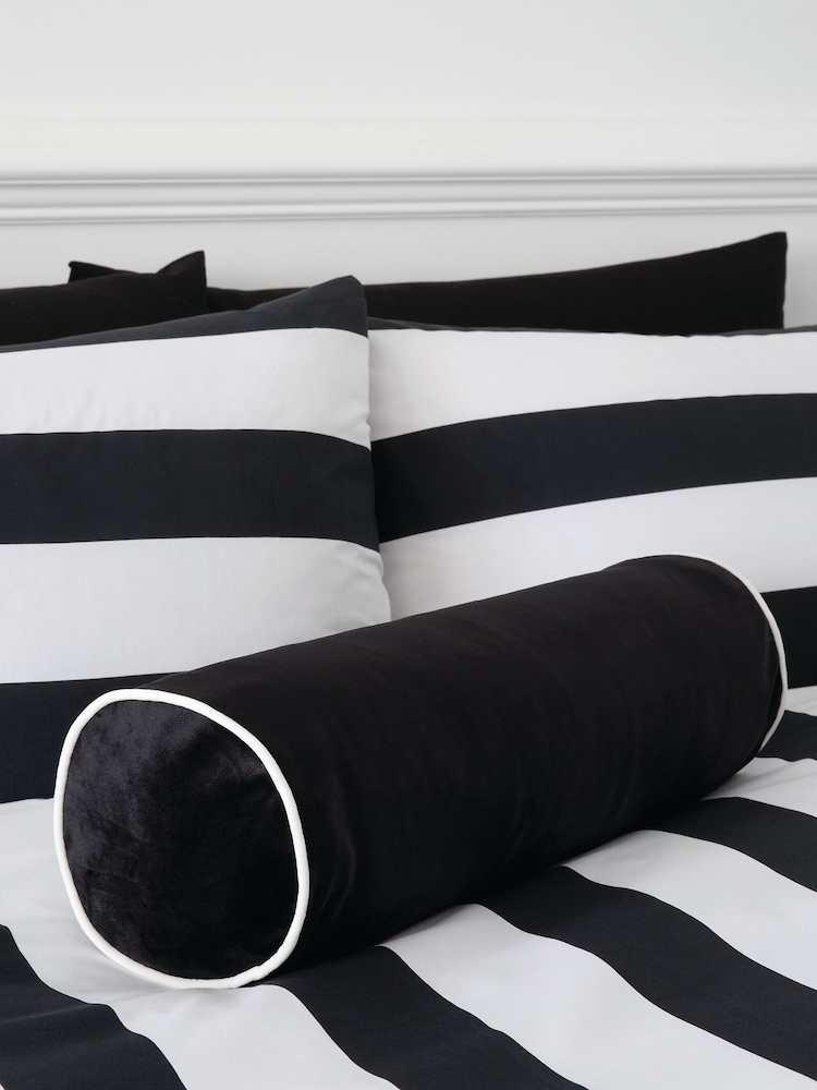 Style Sisters Black Velvet Bolster Cushion - Image 1 of 2