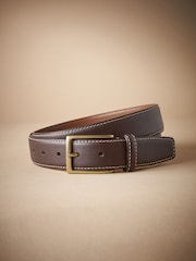 Brown Signature Contrast Stitch Leather Belt - Image 2 of 4