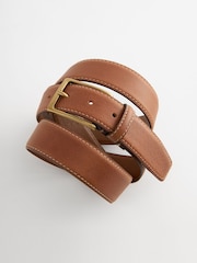 Tan Brown Signature Contrast Stitch Leather Belt - Image 2 of 4