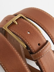 Tan Brown Signature Contrast Stitch Leather Belt - Image 3 of 4