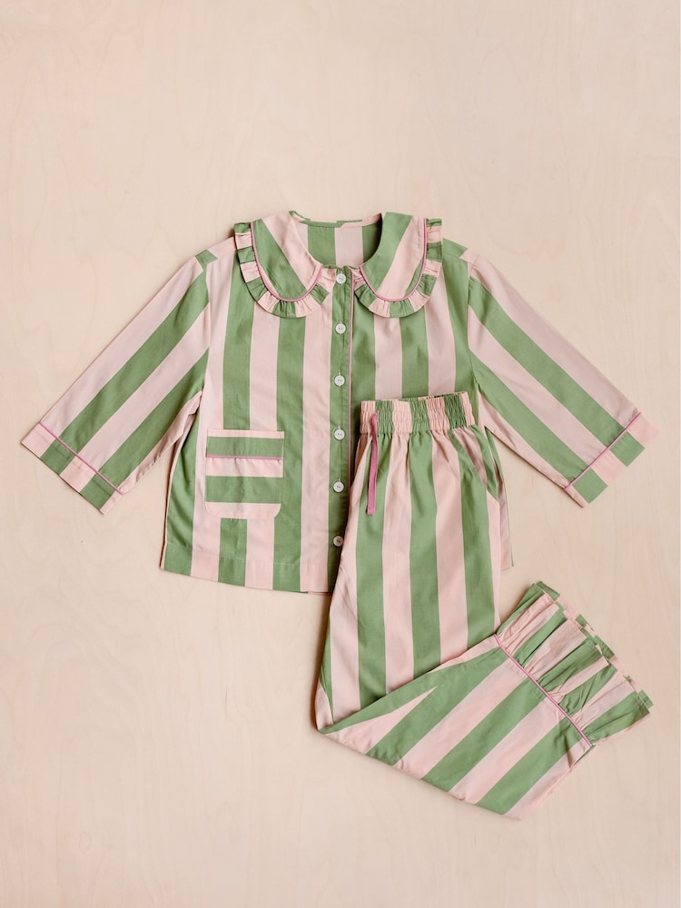 TBCo Green Cropped Stripe Pyjamas - Image 3 of 3