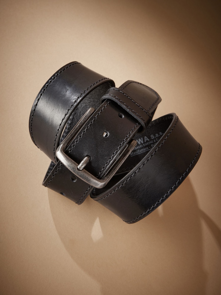 Black Signature Stitch Detail Casual Belt - Image 2 of 4