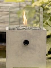 Pacific Grey Garden Cosicement Tabletop Square Fire Lantern - Image 1 of 4