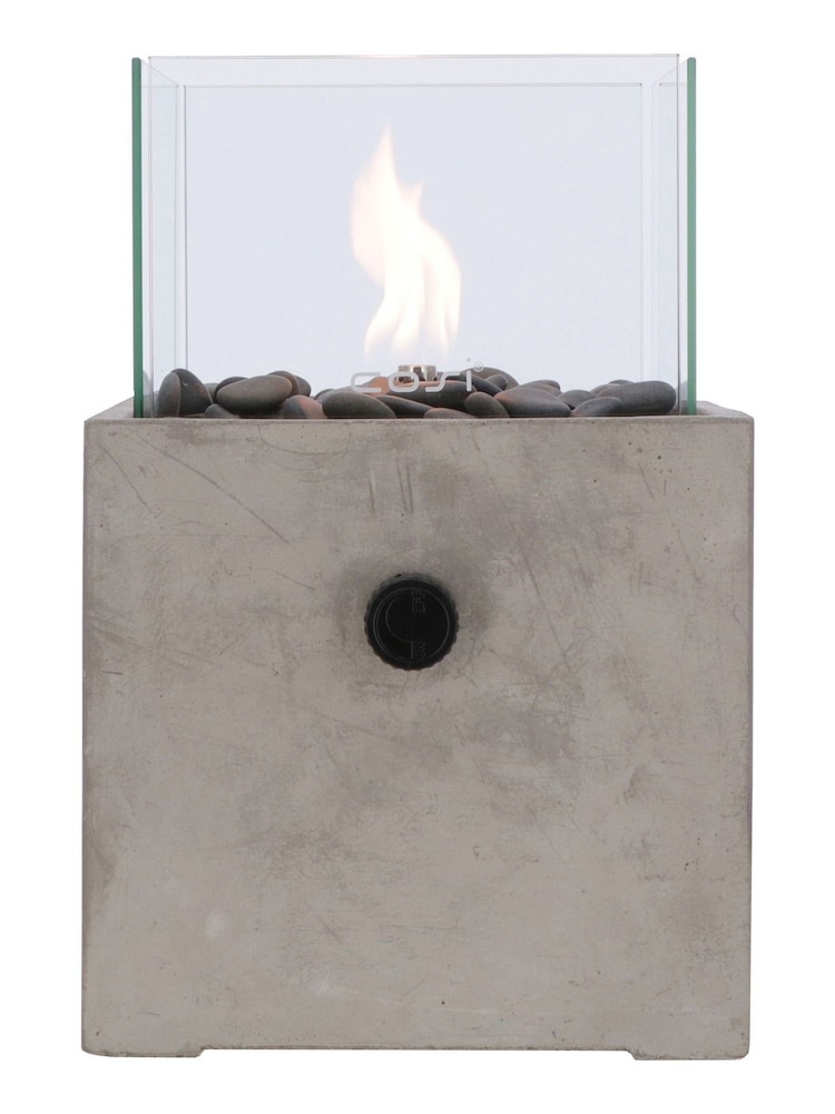 Pacific Grey Garden Cosicement Tabletop Square Fire Lantern - Image 2 of 4